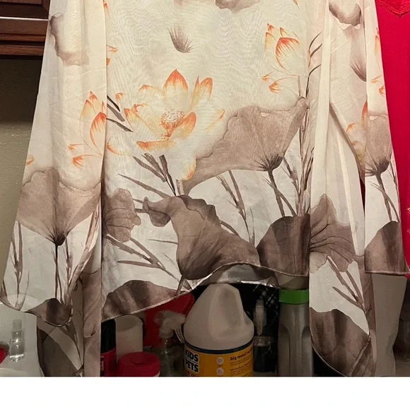 CHICOS PONCHO STYLE Sheer Floral Abstract Print - Picture 7 of 13